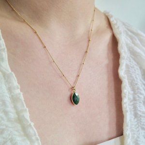 14k Gold Fill Emerald Necklace 14/20 GF Chain